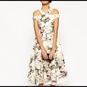 ASOS Floral Off The Shoulder Dress Sz L 12
